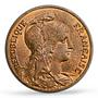 France 5 centimes Republic Liberty Head KM-842 MS63RB PCGS bronze coin 1900