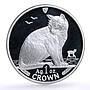 Isle of Man 1 crown Home Pets New York Alley Cat Animals proof silver coin 1990