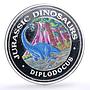 Equatorial Guinea 7000 francos Jurassic Dinosaurs Diplodocus silver coin 1993