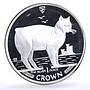 Isle of Man 1 crown Home Pets Manx Cat Animals proof silver coin 1988