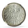 Germany 1 mark Empire Coinage Coat of Arms KM-14 MS66+ NGC silver coin 1914 A