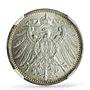 Germany 1 mark Empire Coinage Coat of Arms KM-14 MS66+ NGC silver coin 1914 A