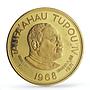 Tonga 2 paanga Investiture King Tupou IV Politics PF67 NGC gilded CuNi coin 1968