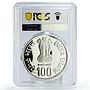 India 100 rupees King Maharana Pratap Politics PR67 PCGS silver coin 2003