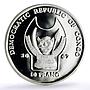 Congo 10 francs Conservation Wildlife Lion Tiger Fauna proof silver coin 2007