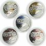 Tuvalu set of 5 coins Retro motorcycle series silver colorized 2008