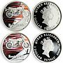 Tuvalu set of 5 coins Retro motorcycle series silver colorized 2008