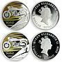 Tuvalu set of 5 coins Retro motorcycle series silver colorized 2008