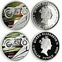 Tuvalu set of 5 coins Retro motorcycle series silver colorized 2008