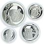 South Africa set of 4 coins 50 20 10 5 cents Wildlife Leopard silver coin 2004