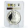 India 100 rupees IX Asian Games Olypmics Sports PL65 PCGS silver coin 1982