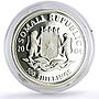 Somalia 500 shillings African Wildlife Elephant Fauna proof silver coin 2004