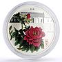 Cook Islands 1 dollar Magnificent Peony Purple Flower colored silver coin 2008