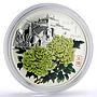 Cook Islands 1 dollar Magnificent Peony Green Flower colored silver coin 2008