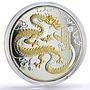 Mongolia 5000 togrog Lunar Year of the Dragon Goldplated proof silver coin 2007