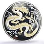 Mongolia 5000 togrog Lunar Year of the Dragon Goldplated proof silver coin 2007