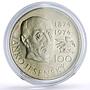 Czechoslovakia 100 korun Janko Jesensky Literature TRIAL PROBA silver coin 1974