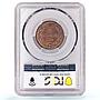 Bulgaria 5 stotinki Regular Coinage Alexander I KM-2 XF PCGS bronze coin 1881