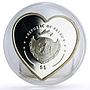 Palau 5 dollars Endless Love Two Cupids Angels Flowers gilded silver coin 2007