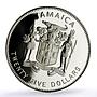 Jamaica 25 dollars Conservation Wildlife Parrot Bird Fauna silver coin 1995