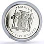 Jamaica 25 dollars Conservation Wildlife Parrot Bird Fauna silver coin 1995