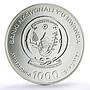 Rwanda 1000 francs Conservation Wildlife Gorilla Fauna gilded silver coin 2008