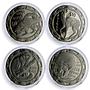 Sierra Leone set of 4 coins Wildlife Nocturnal Animals Fauna silver coins 2008