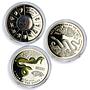 Vietnam set of 3 coins Lunar Calendar Year of the Snake proof silver coins 2001