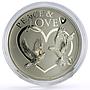 Tokelau 5 dollars Peace Love Doves Birds Hologram proof silver coin 2012