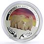 Tuvalu 1 dollar Conservation Wildlife Polar Bear Fauna proof silver coin 2012