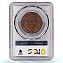Bulgaria 10 stotinki Prince Alexander I Coinage KM-3 XF45 PCGS bronze coin 1881