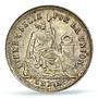 Peru 1 dinero Regular Coinage Seated Liberty KM-190 MS63 PCGS silver coin 1866