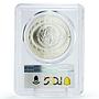 Mexico 5 pesos Precolombina Disco Muerte Death Disc MS67 PCGS silver coin 1998