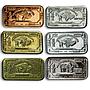 USA, set of 13 bars, 1 g, different metals, animals