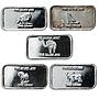 USA, set of bars 10, one gram of silver, animal, fauna