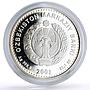 Uzbekistan 100 som 10th Independence Timur Lenk Monument KM-27 silver coin 2001
