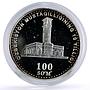 Uzbekistan 100 som 10th Independence Tashkent Bell Tower KM-30 silver coin 2001