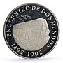 Colombia 10000 pesos Two Worlds Encounter Santa Fe Bogota Mint silver coin 1991