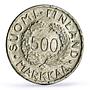 Finland 500 markaa Helsinki Winter Olympic Games Olympics KM-35 silver coin 1951