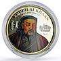 Mongolia 10000 togrog Great Commanders Khans Khubilai Ship silver coin 2015