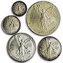 Mexico set of 5 coins Libertad Angel of Independence silver coins 1992
