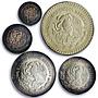 Mexico set of 5 coins Libertad Angel of Independence silver coins 1992