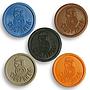 Ukraine 1, 5, 10 kopeck & 1 hryvnia Severyanka factory set of trade tokens 1990s