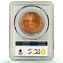 Italy Somalia 10 centesimi Regular Coinage Elephant MS65 PCGS brass coin 1950