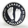 Canada 4 dollars Welcome to the World Pair of Baby Feet proof silver coin 2011