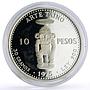 Dominican Rep. 10 pesos Pueblo Viejo Mine Arte Taino Art proof silver coin 1975