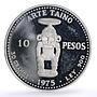 Dominican Rep. 10 pesos Pueblo Viejo Mine Arte Taino Art proof silver coin 1975