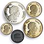 India set of 4 Indira Gandhi Anniversary Politics proof silver coins 1985