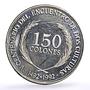 El Salvador 150 colones America Discovery Columbus Ships KM-160 silver coin 1992