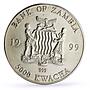 Zambia 5000 kwacha African Wildlife Elephant Fauna Matte silver coin 1999